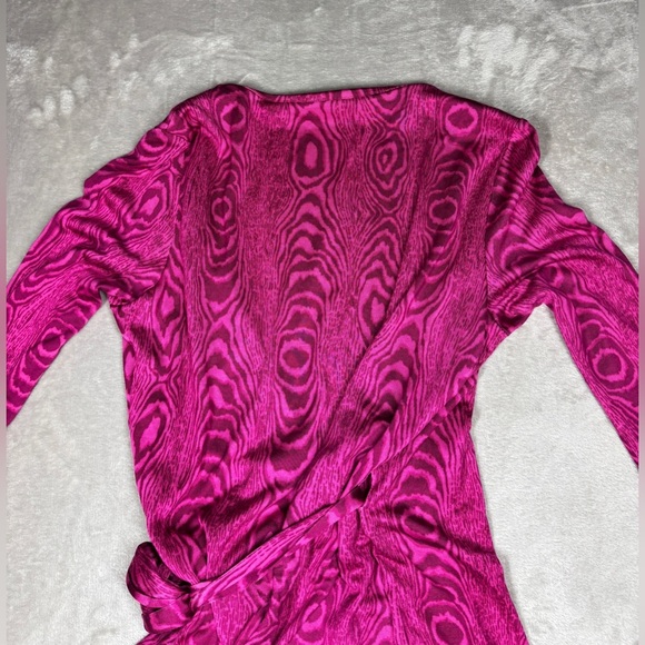 Diane Von Furstenberg DVF 100% Silk Julian Two Grain Pink Wrap Mini Dress Size 0 - Picture 14 of 16